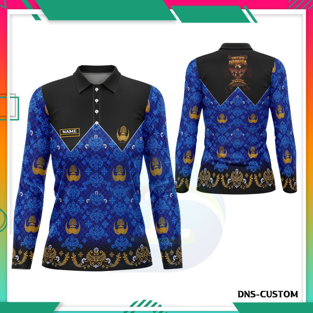 Baju Kaos Berkerah Wanita Kaos Seragam Batik Korpri Wanita Terbaru Fullprinting