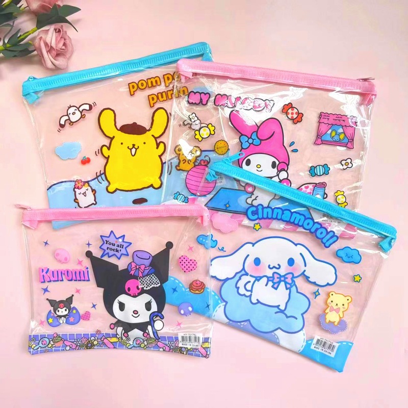 

{Sanrio} Kotak Pensil Pouch Mika Plastik 1 Resleting Lucu dan Unik Karakter Sanrio