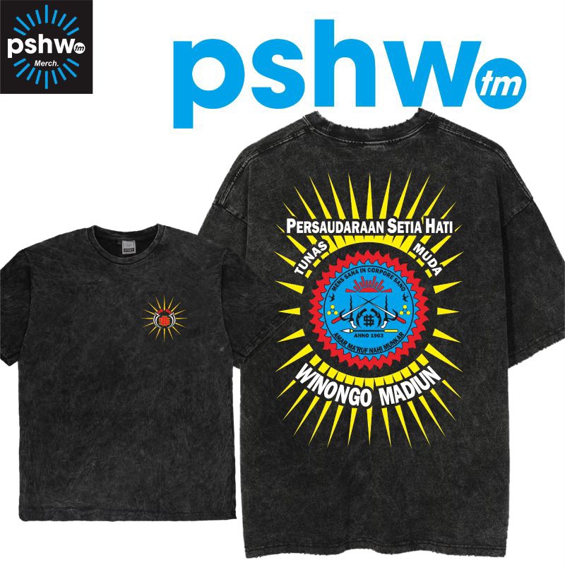 KAOS DISTRO PREMIUM Kaos Washing Lambang Pshw + BoxSet + Gantungan Kunci + Stiker / Kaos Pshw Tm./Ka