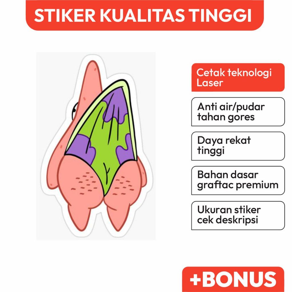 STIKER TUMBLR PATRICK STAR | Stiker Murah Berkualitas | Stiker Tumblr | Stiker Pack aesthetic