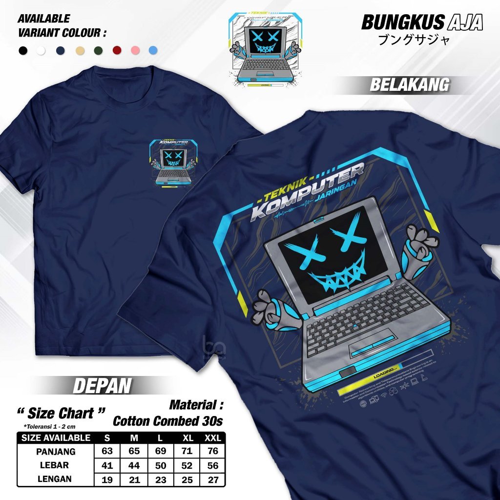 Kaos Jurusan TKJ Teknik Komputer Jaringan Baju Seragam Sekolah Kejuruan Cotton Combed 30s