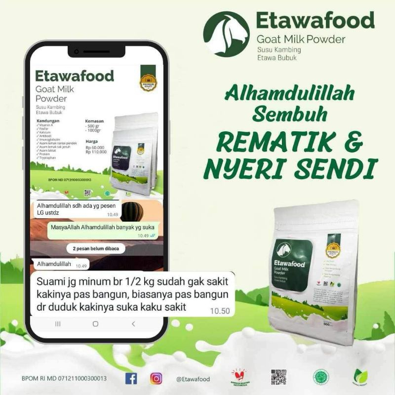 

Susu Kambing Etawa Bubuk 500gram - ETAWAFOOD Bubuk 1000gram Original