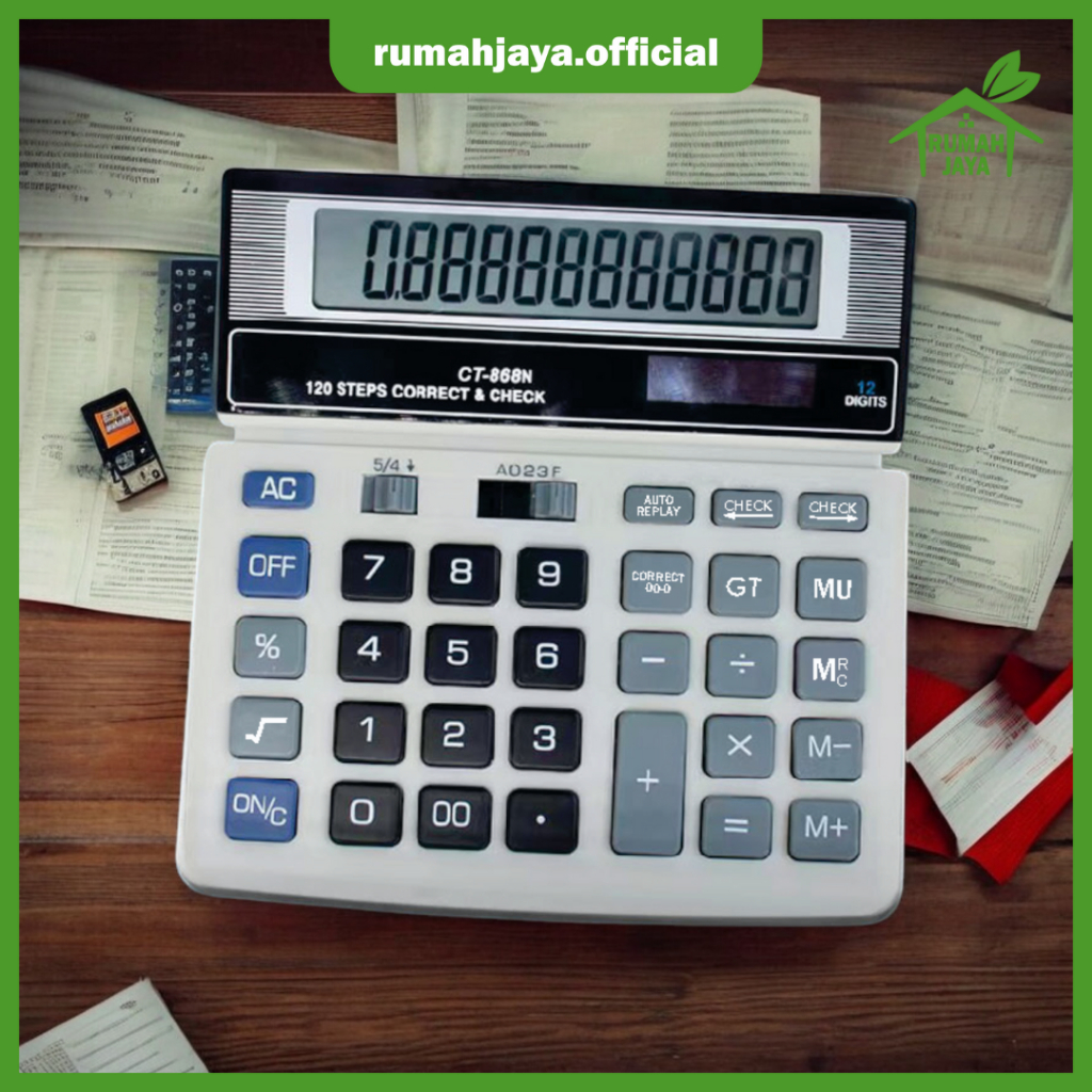 

RJO - Kalkulator 12 Digit Check CT-868N / Calculator Check Dual 2 Power