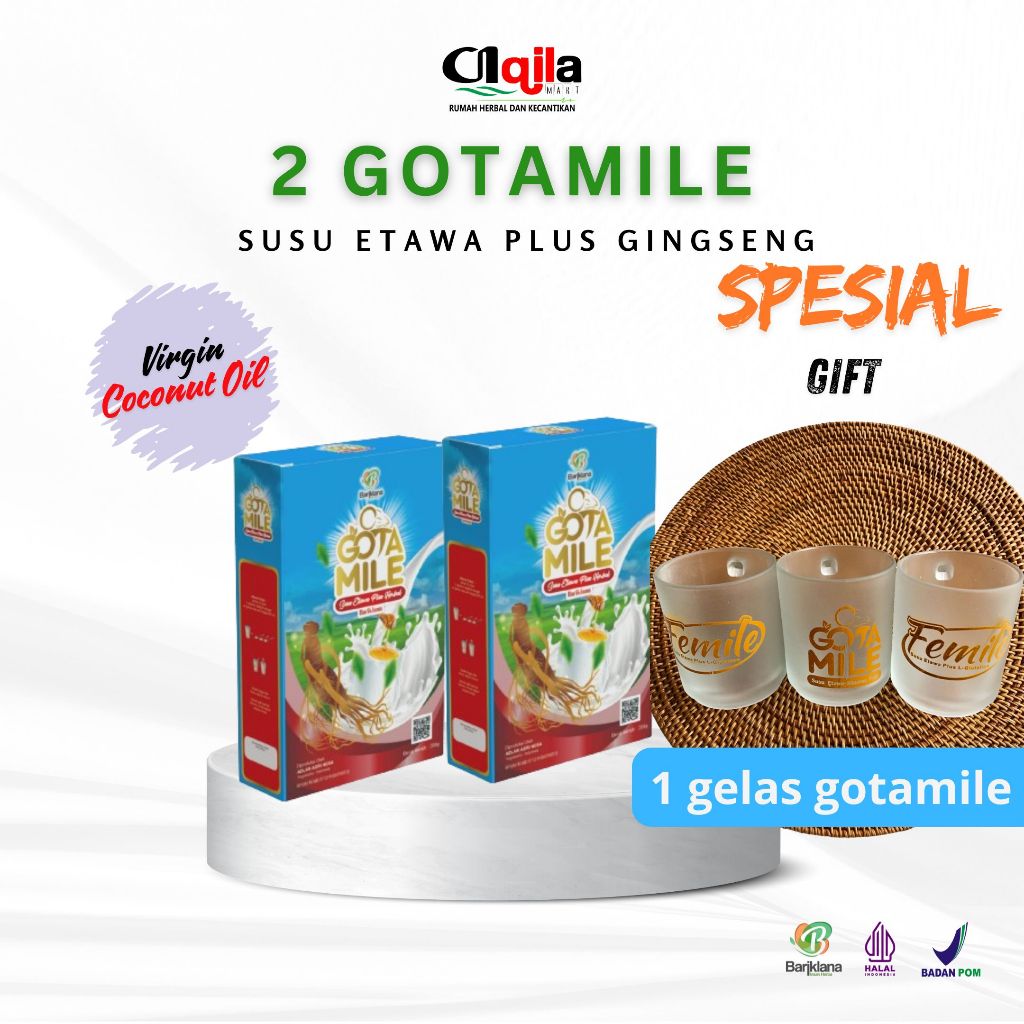 PAKET 2 BOX GOTAMILE GRATIS GELAS SUSU ETAWA PLUS GINGSENG KHUSUS PRIA PERKASA