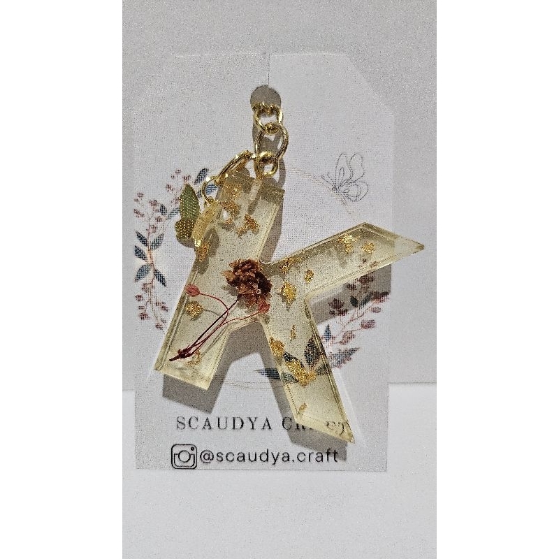 Resin Keychain Alphabet / Gantungan Kunci Resin Alfabet Huruf ( bisa custom nama )