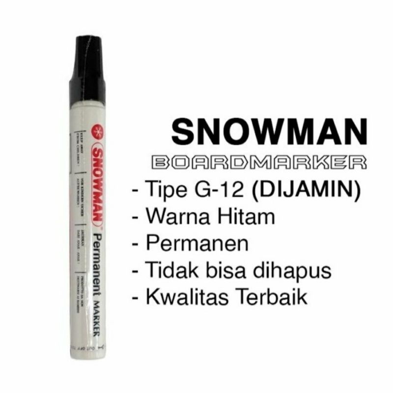 

(Toko_Attallah) spidol snowman permanent marker G-12 tinta hitam berkualitas