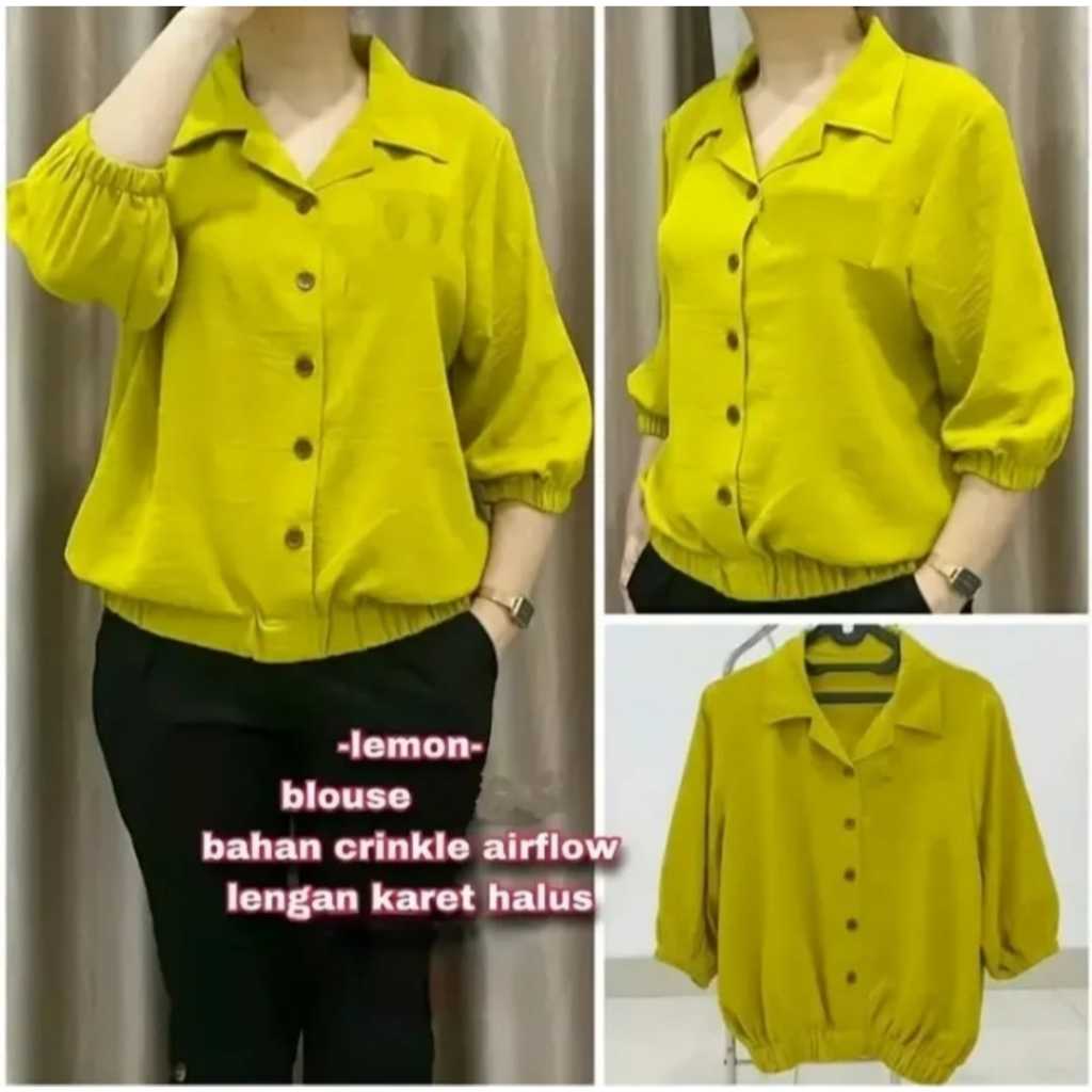 atasan kemeja crop / blouse wanita kekinian bahan cringkle premiun / atasan blouse polos/ kemeja wan