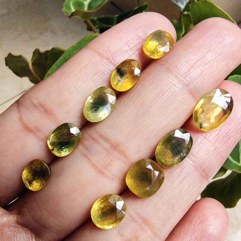 Batu Permata Mulia Natural Yellow Sapphire / Safir Bicolor / Yakut Kuning Kating Oval