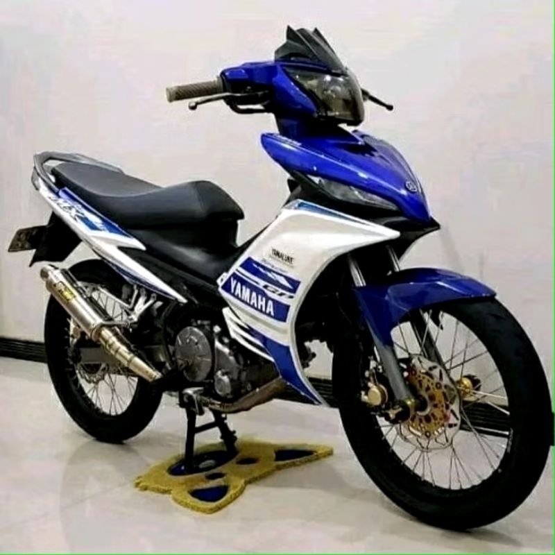 stripping sticker yamaha njmx 135 warna putih lis biru Mx 135 striping variasi