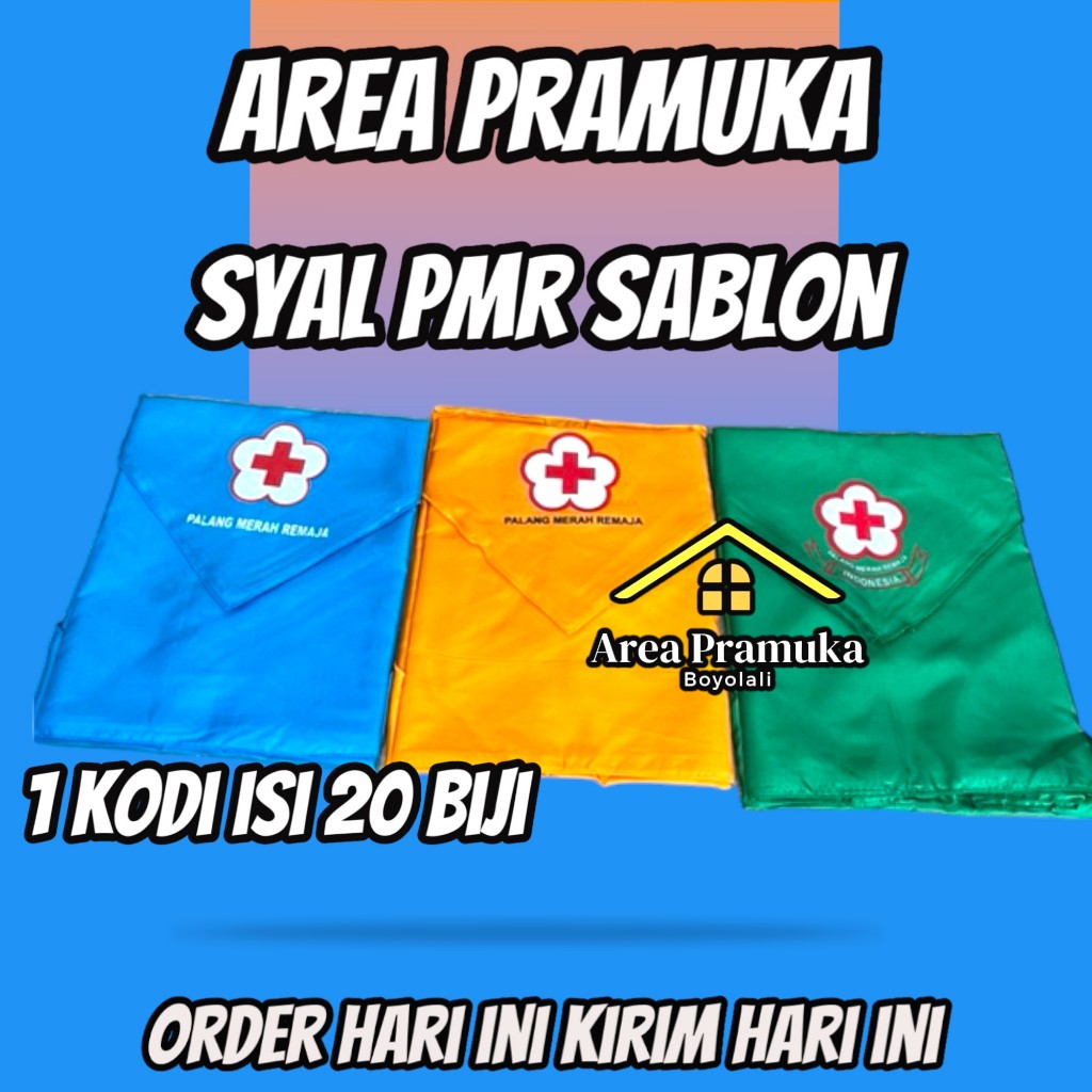 1 kodi syal PMR sablon / syal PMR hijau / syal pmr biru / syal pmr kuning / syal pmr putih