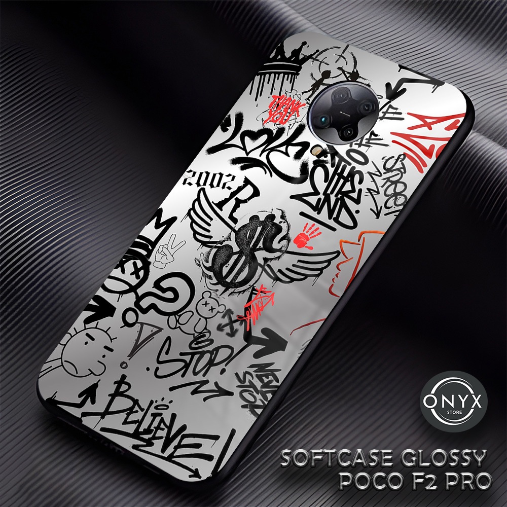(AA02) Softcase Glossy POCO F2 PRO | Kesing Hp Xiaomi | Case Premium Motif Grafiti
