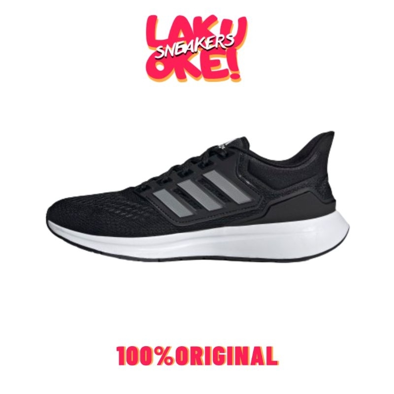 SEPATU ADIDAS EQ21 RUNNING BLACK WHITE ORIGINAL