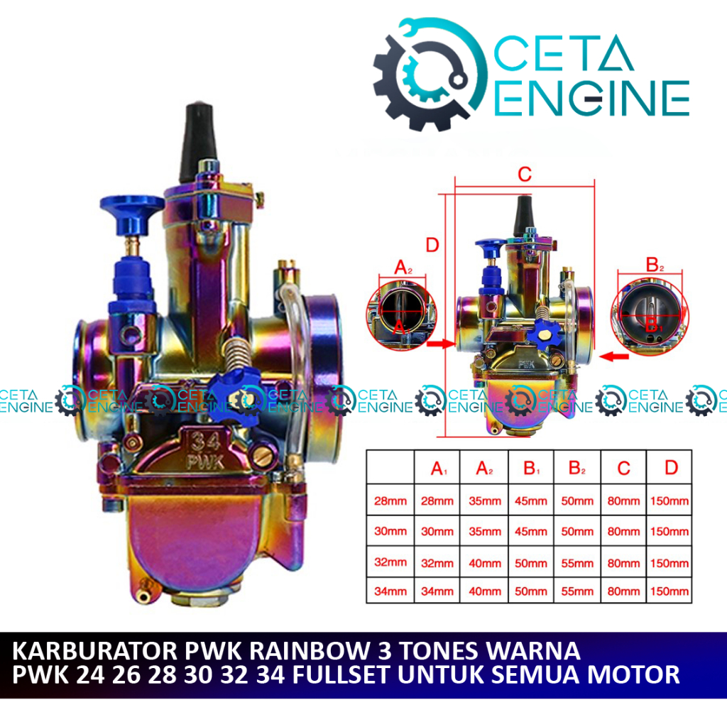 KARBURATOR PWK 30 PELANGI SERIES RAINBOW SIX ORIGINAL MADE IN CARBURETOR KARBU PWK30 KALBULATOR CARB