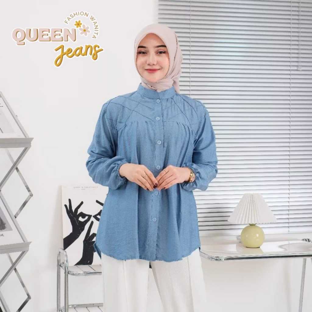 Kemeja Wanita kancing depan belakang / Atasan Wanita Polo / Kemeja Wanita Polo Linen / cleann shirt