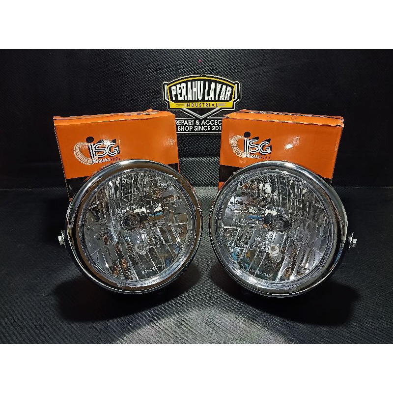 LAMPU DEPAN NINJA SS ISHIGAKI HEAD LAMP NINJA SS BULAT CHROME KW SUPER KOMPLIT BOLA LAMPU FITTING LA