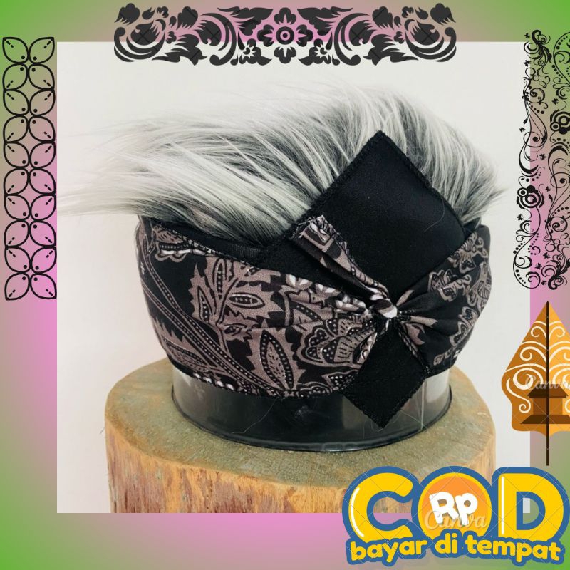 Blankon  batik Premium  bergaransi 100% udeng rambut palsu pria polos dewasa