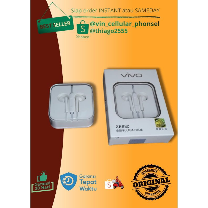 Promo Headset Vivo Y17S Headset Stereo vivo Y22 Y21S headset vivo stereobass henset vivo hanset vivo