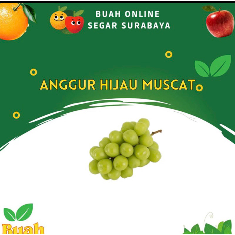 

Anggur Hijau Muscat tanpa biji (1PACK=500GR) TOKO BUAH SEGAR SURABAYA