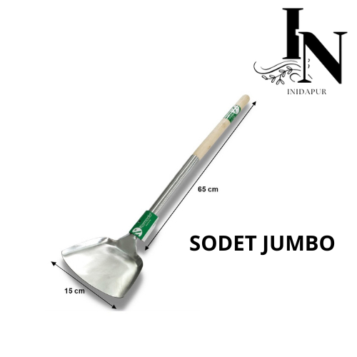 SODET STAINLESS JUMBO ORIGINAL KOMODO GAGANG KAYU 65cm / spatula sodet jumbo kuali besar gagang kayu