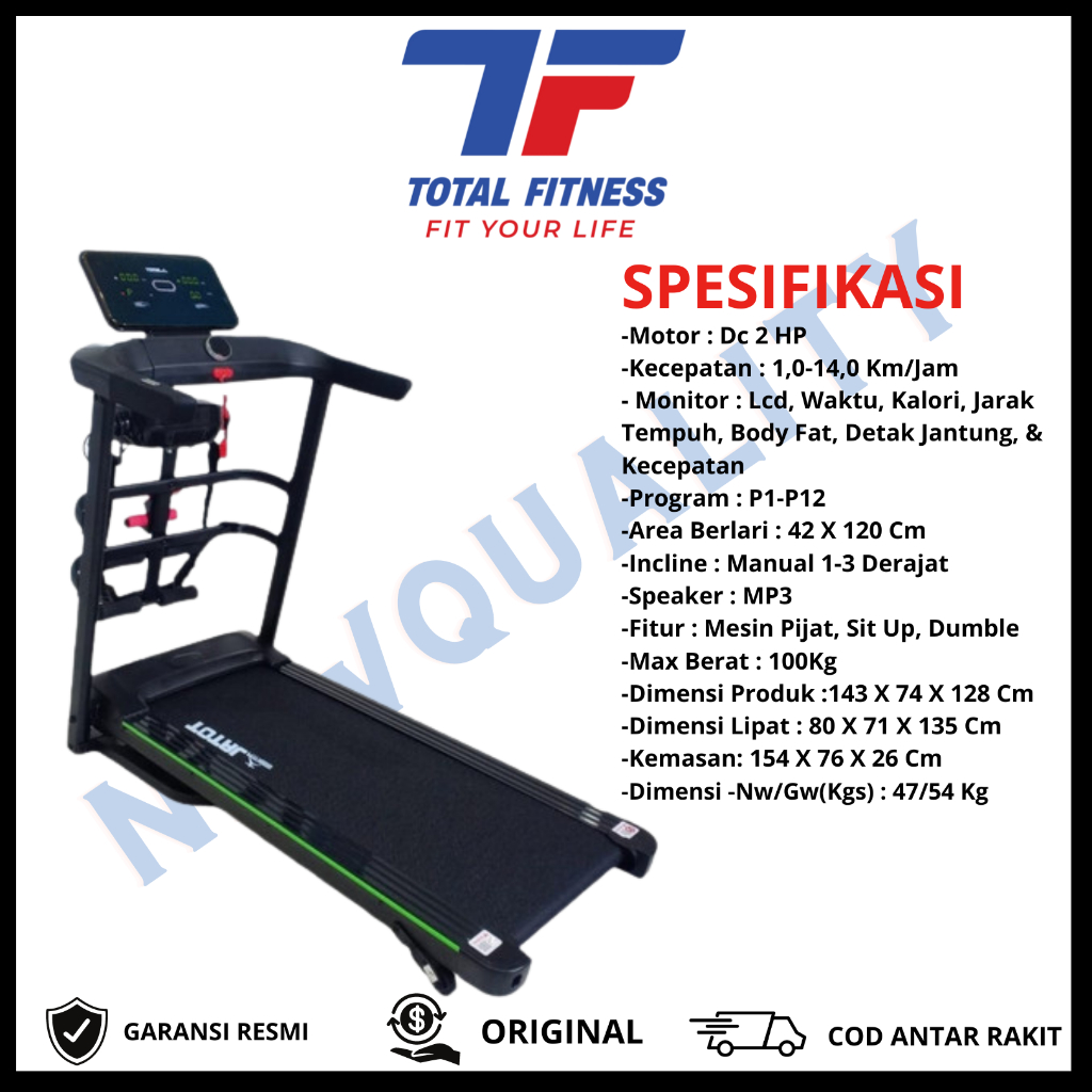 Treadmill Electric Manual Multifungsi TL 625 | ALAT FITNESS