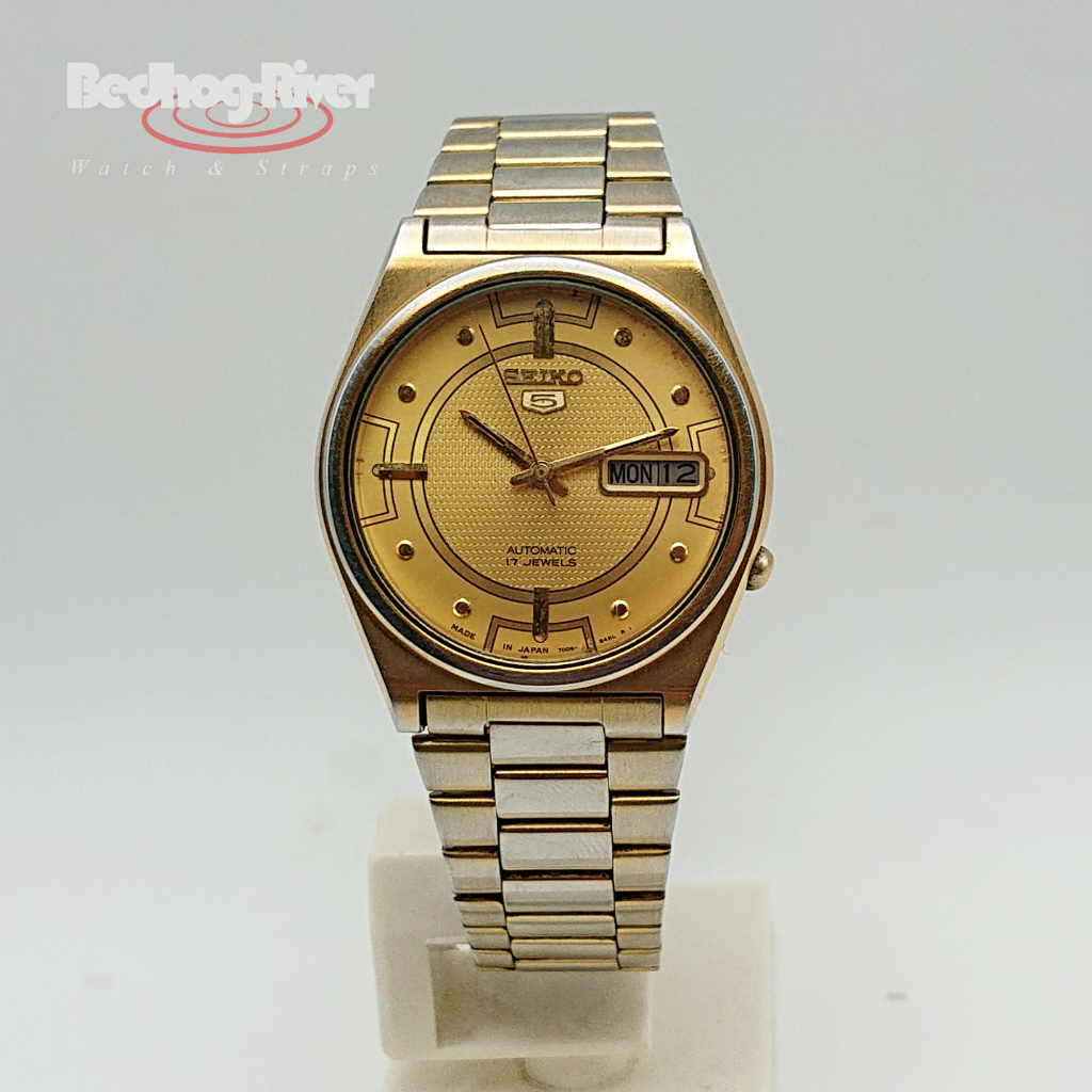 Jam Tangan Pria Vintage Seiko 5 Automatic 7009 - 876A Gold Pattern Dial