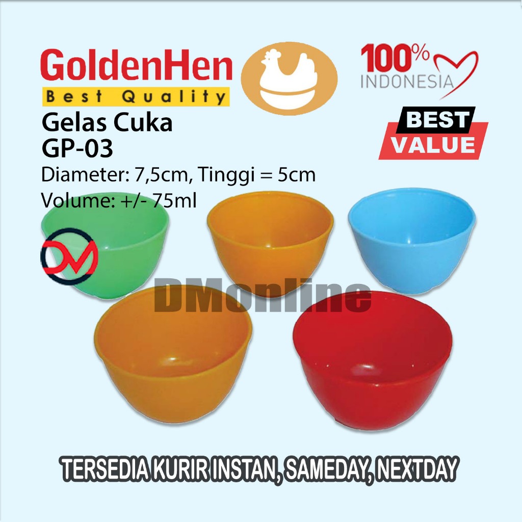 GP-03 12pcs Gelas Cuko Pempek Plastik 7.5cm / Cucing / Cup Mini GOLDEN HEN