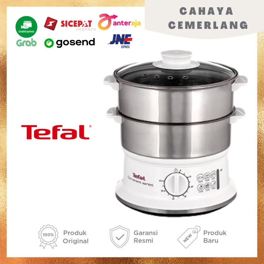 TEFAL FOOD STEAMER ULTRA COMPACT VC1451 STAINLESS 6L ALAT KUKUS LISTRIK