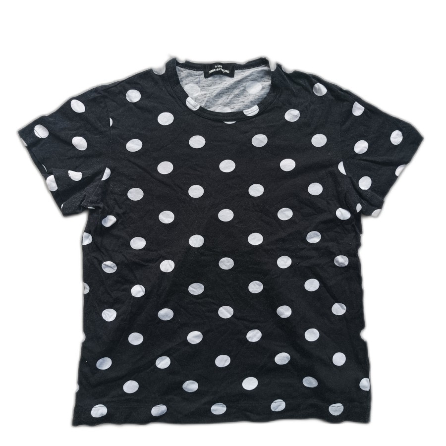 kaos vintage tricot comme des garcons polkadots cropped tshirt women archive cdg