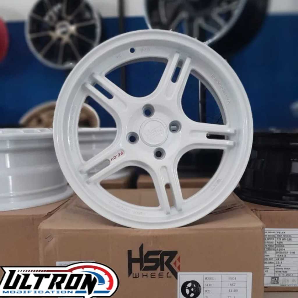 New Produk Hsr R16 Mobil Ignis Corolla Lancer Mirage Pelek HSR FE04 R16 Lebar 7 Putih