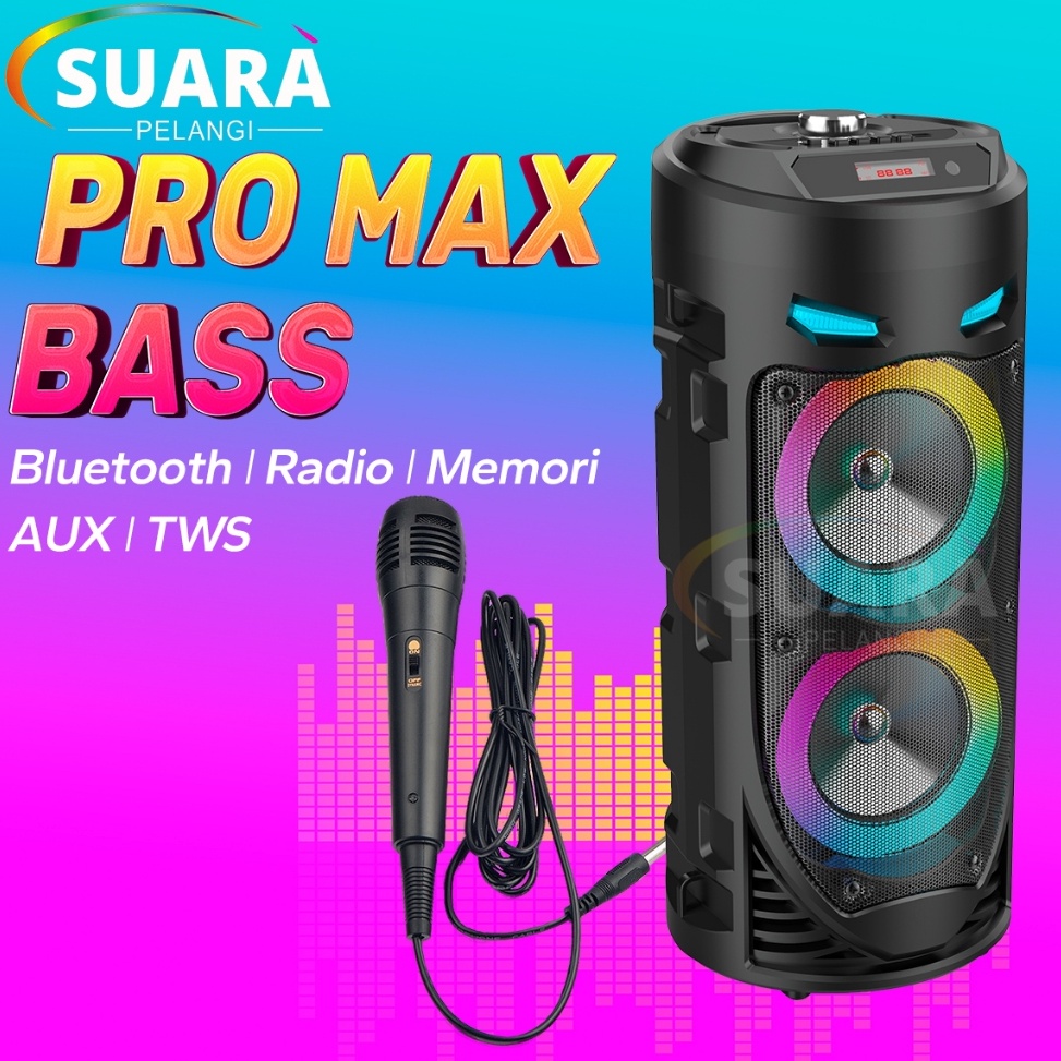 Serbuuuu PRO MAX BASSSpeaker Bluetooth Karaoke Besar Super Bass Polytron Protable 8 Inch Wireless Sa