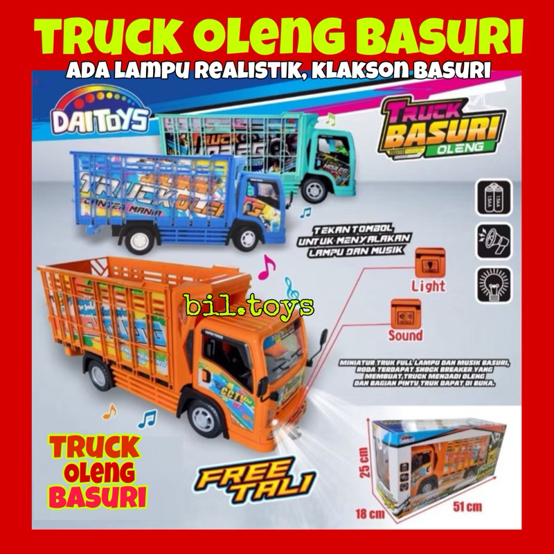 MAINAN ANAK TRUCK BASURI OLENG JUMBO MUSIK DAN LAMPU TRUK OLENG REALISTIK MUSIK TELOLET DT01 MINIATU