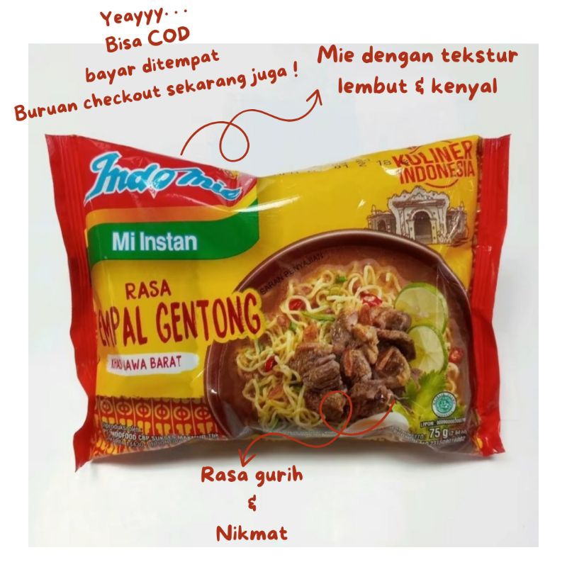 

MIE INDOMIE RASA EMPAL GENTONG, mie instan rasa empal gentong