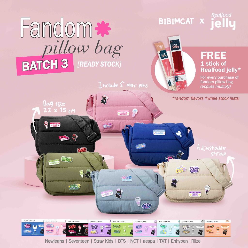 Bibimcat - Fandom Pillow Bag with Mini Charm / Tas Puffy Kpop