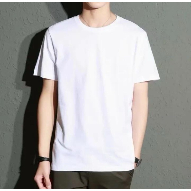Baju Kaos Polos Oblong Merah Hitam Hijau Putih Dewasa Korean Cuci Dingin Fit