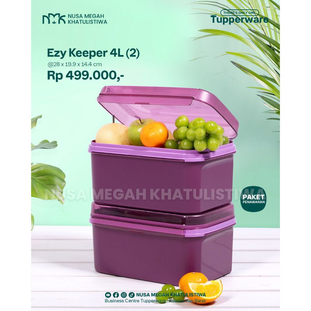 TUPPERWARE EZY KEEPER 4.3L - PURPLE WADAH BUAH-BUAHAN
