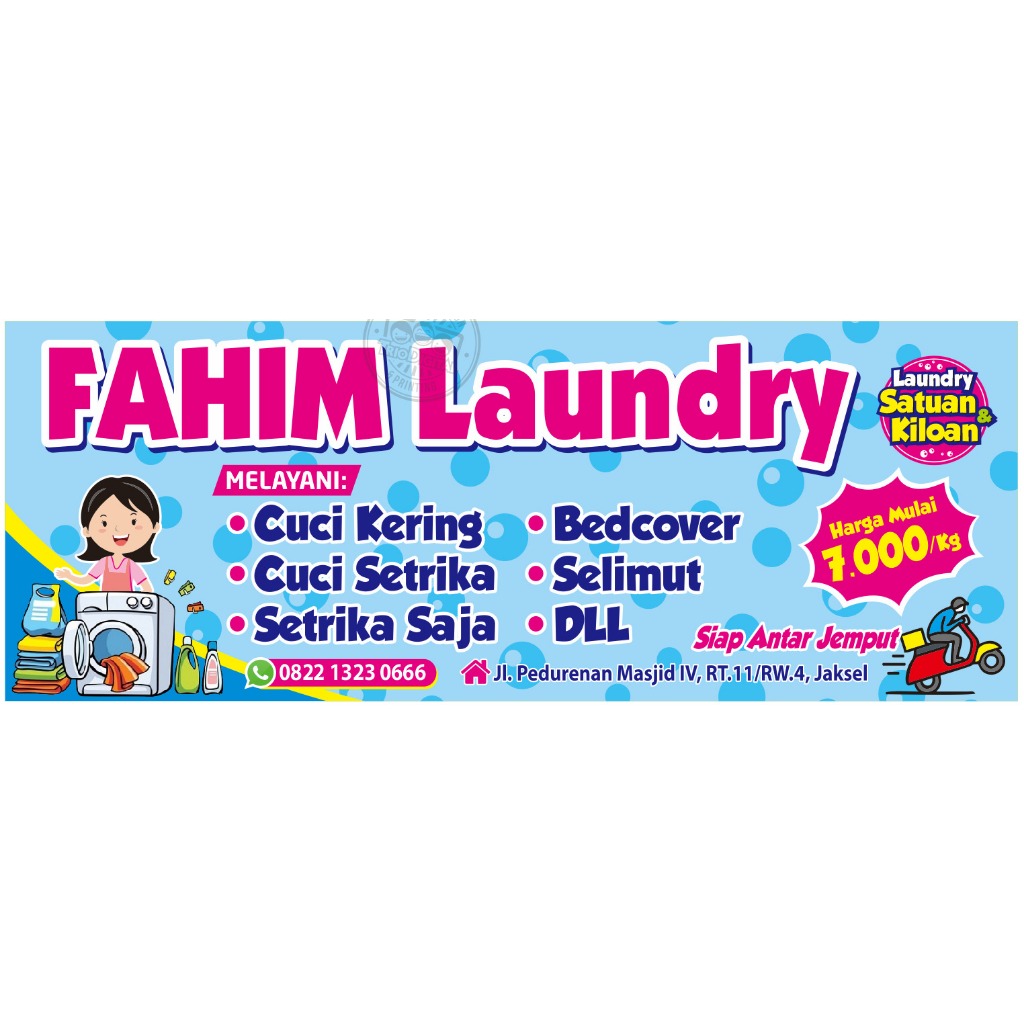 CETAK SPANDUK LAUNDRY / BANNER LOUNDRY FREE DESIGN CUSTOM