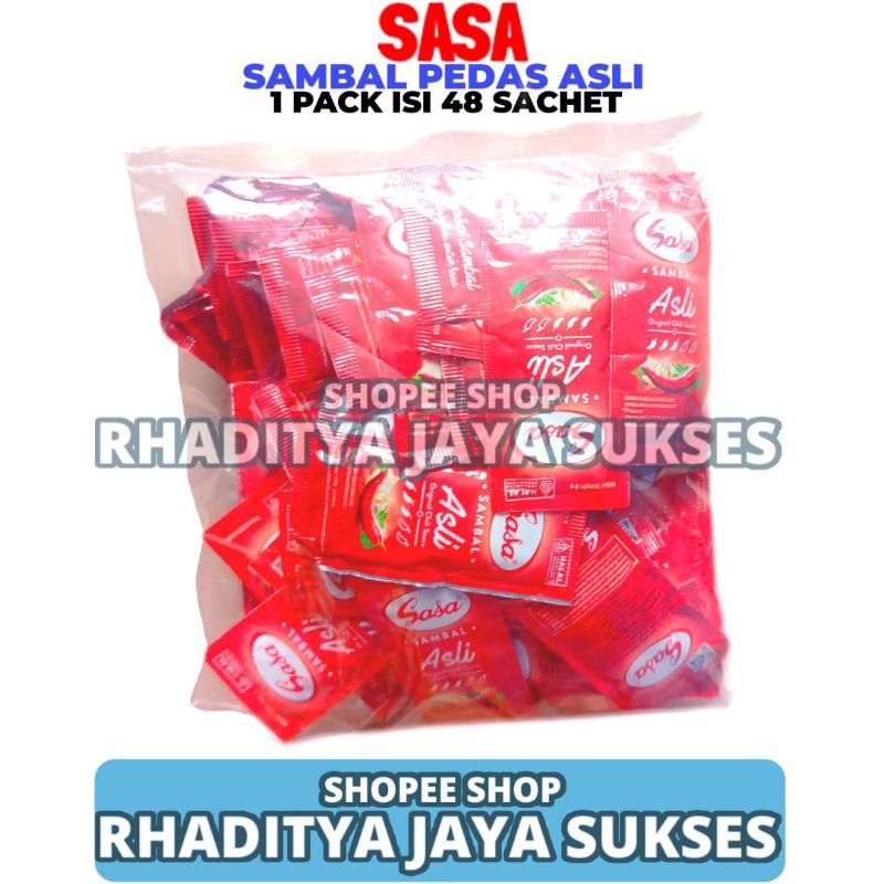 

Sasa Saus Sambal Asli Cabe Polos 1 Pack Isi 48pcs 8g