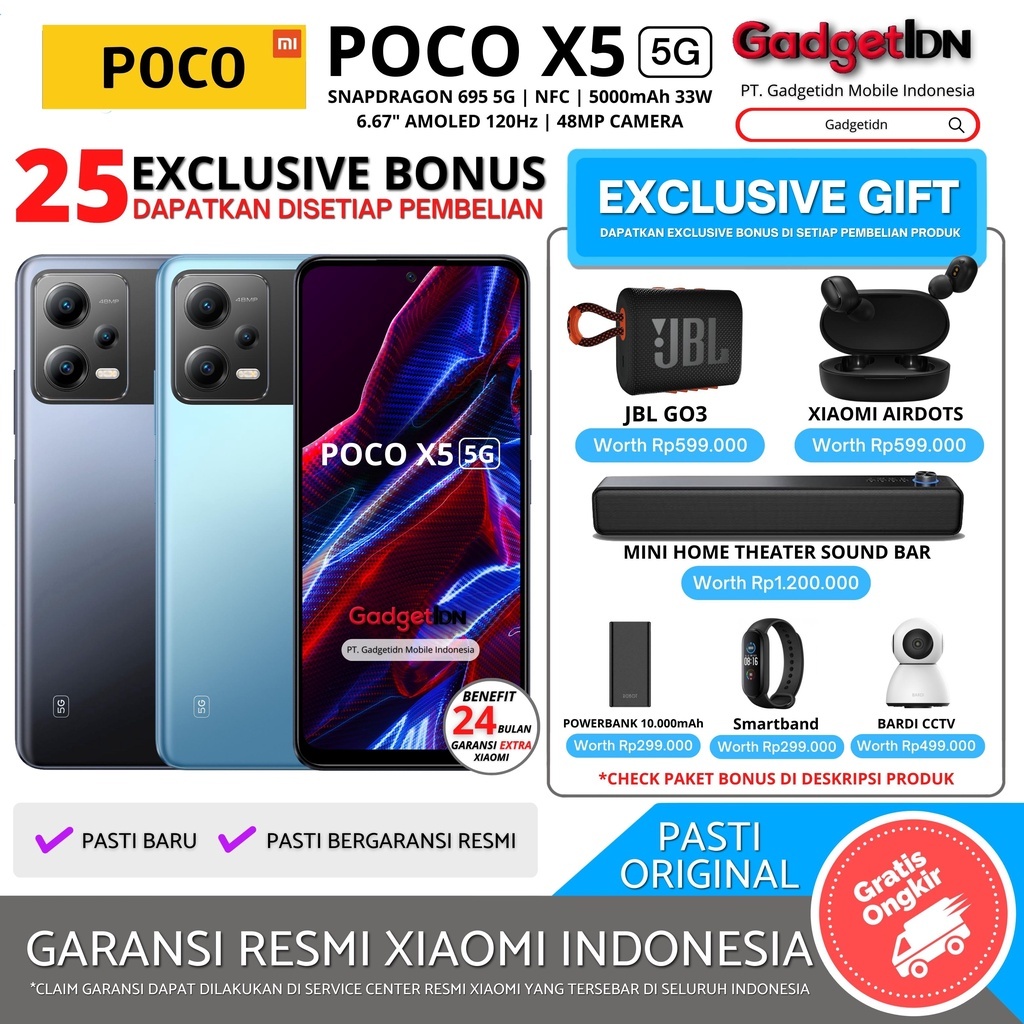 POCO X5 5G NFC 8/256GB 6/128GB GARANSI RESMI XIAOMI INDONESIA