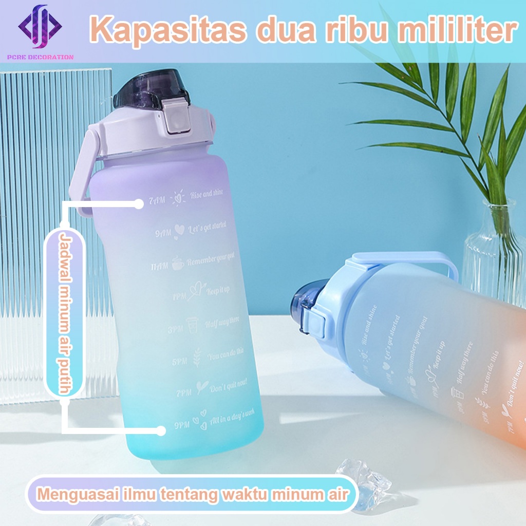 pcre 2 LITER || botol minum air jumbo 2L pastel olahraga tumbler gradasi transparan catalog MB A