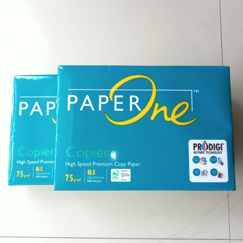 

Ay00! Kertas Hvs B5 PaperOne 75gr ( Dus 10 Rim ) [ Original ]
