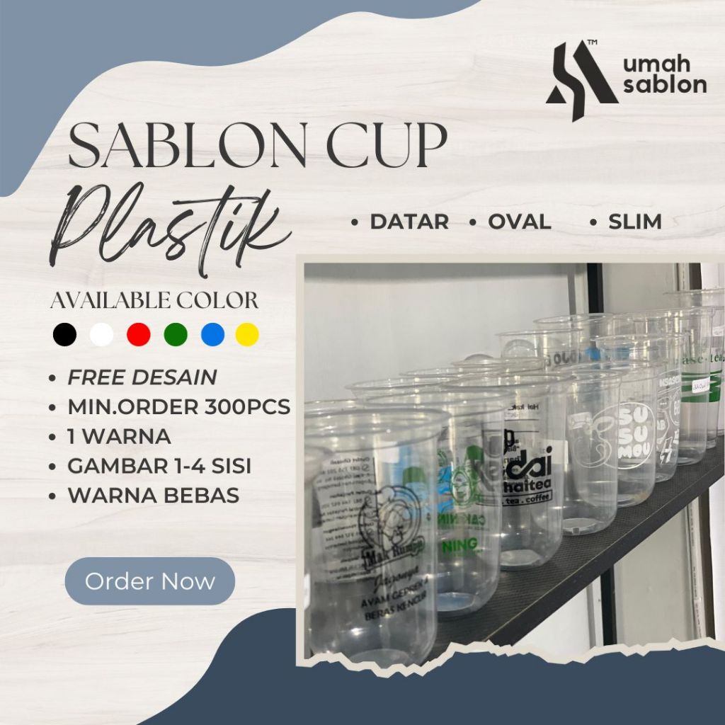 SABLON CUP/GELAS PLASTIK MURAH UKURAN 12,14,16,18,22OZ DATAR/OVAL MERK STARINDO