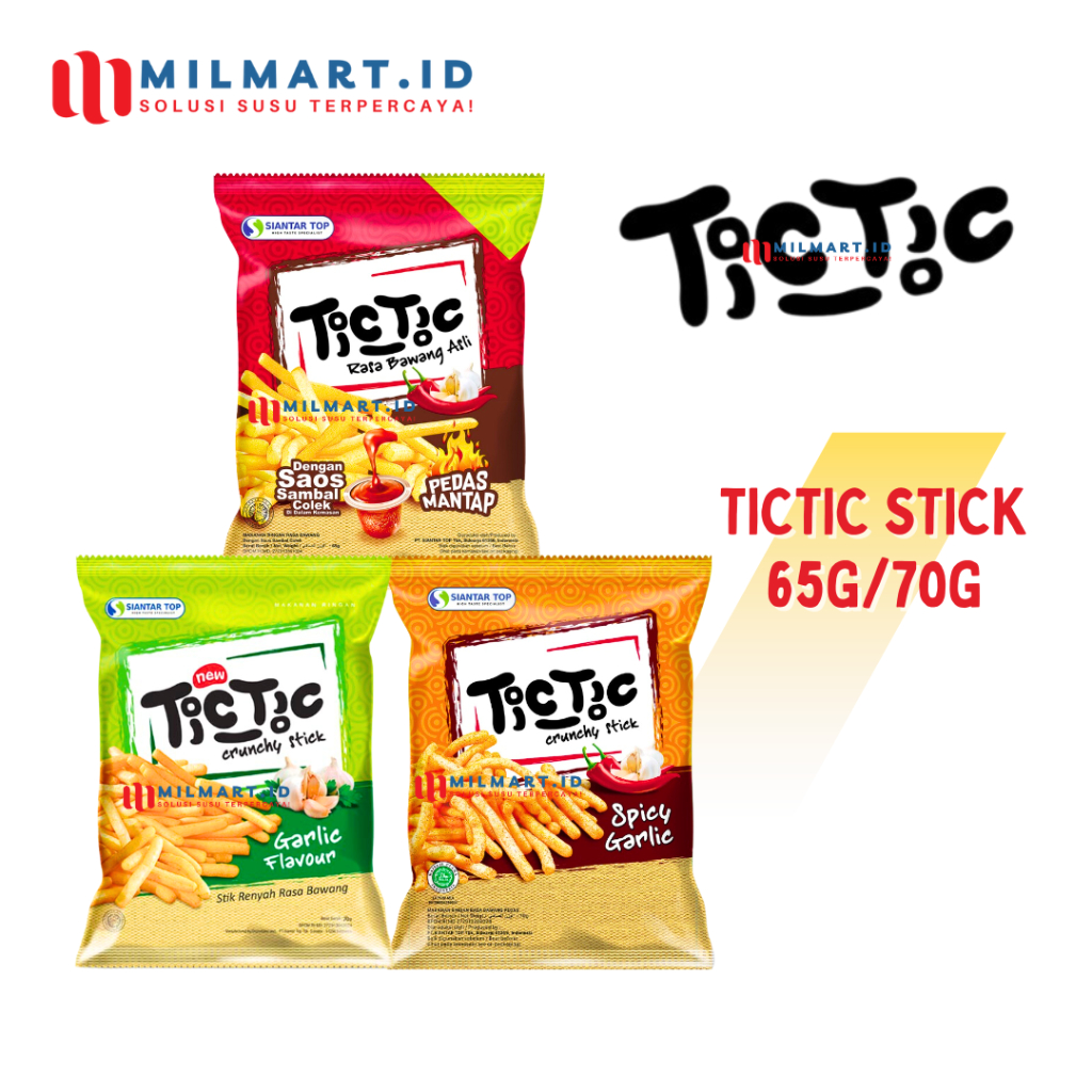 

SIANTAR TOP TIC TIC STICK 70G TICTIC BAWANG ASLI PEDAS SPICY STIK CAMILAN JAJANAN