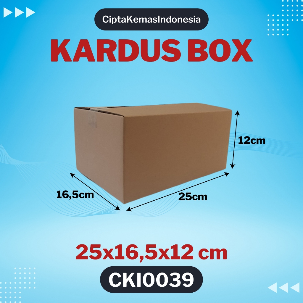 

Kardus Box Die Cut 25x16,5x12 cm Dus Packing Packaging Polos