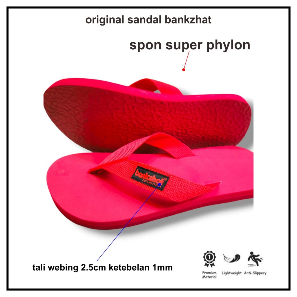 SANDAL JEPIT ABBE BANKZHAT MERAH ORIGINAL 100% SPON SUPER FAILON