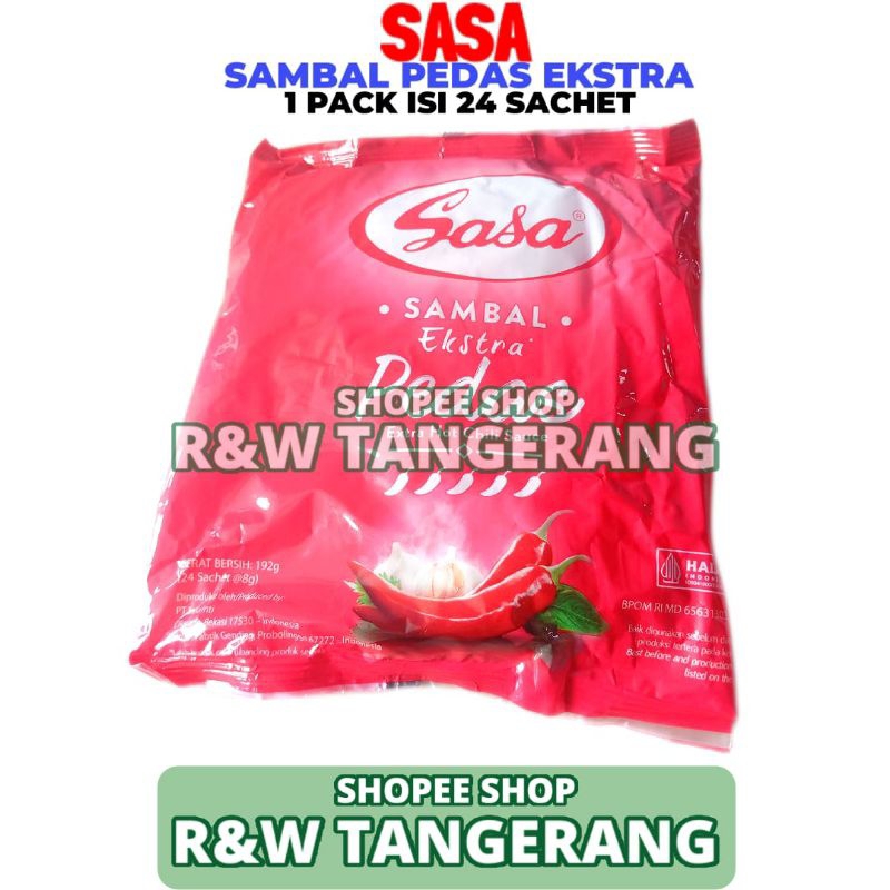 

Sasa Saos Sambal Ekstra Pedas 1 Pack Isi 24pcs 8 Gram