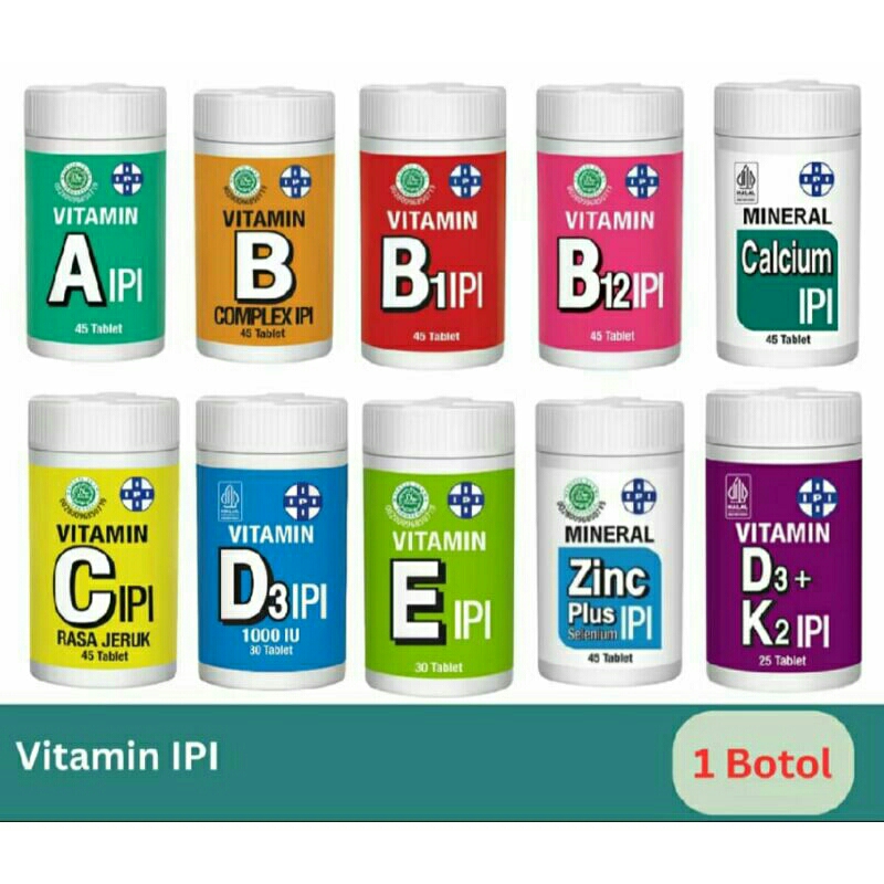 Vitamin IPI All Varian D3 1000/B Complex/ C ipi/B1 ipi/B 12 ipi/A ipi/E ipi/D3+K2/Zinc Plus/Calcium 
