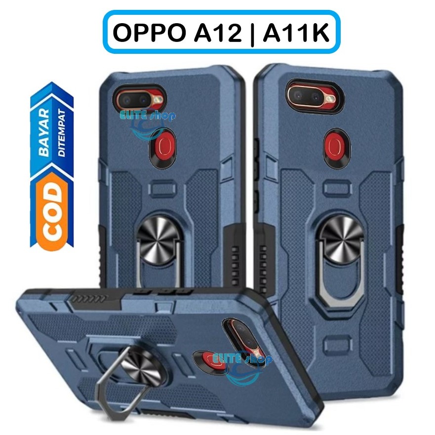 Casing OPPO A12 / A11K Hard Case Ring Armor Robot Case Kickstand Hybrid/Ring Holder casing robot