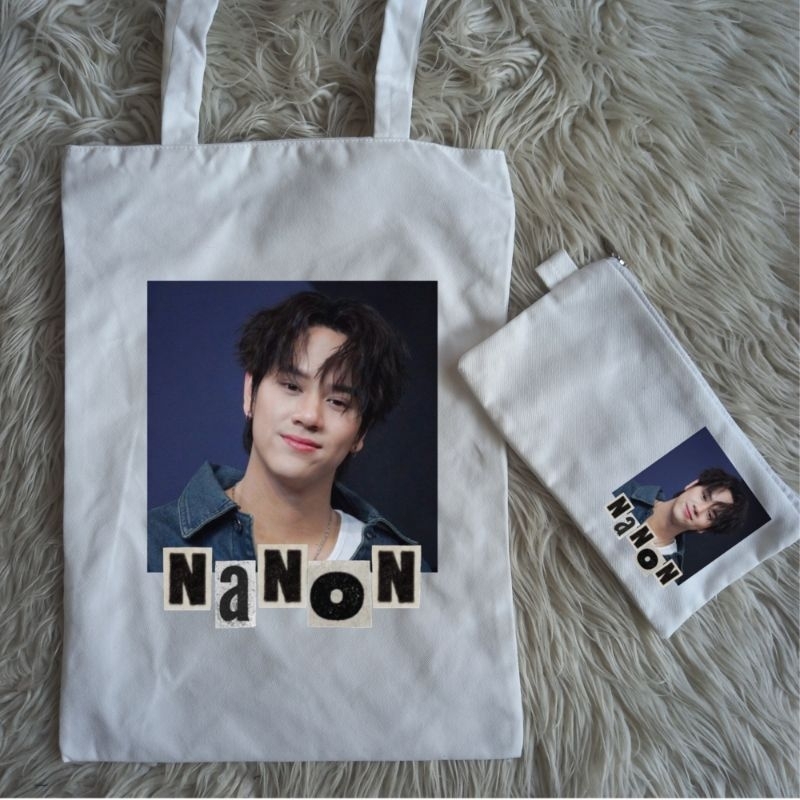 totebag dan pounch nanon tas jinjing dan tempat pinsil kanvas actor thailand triple n artis thai  na