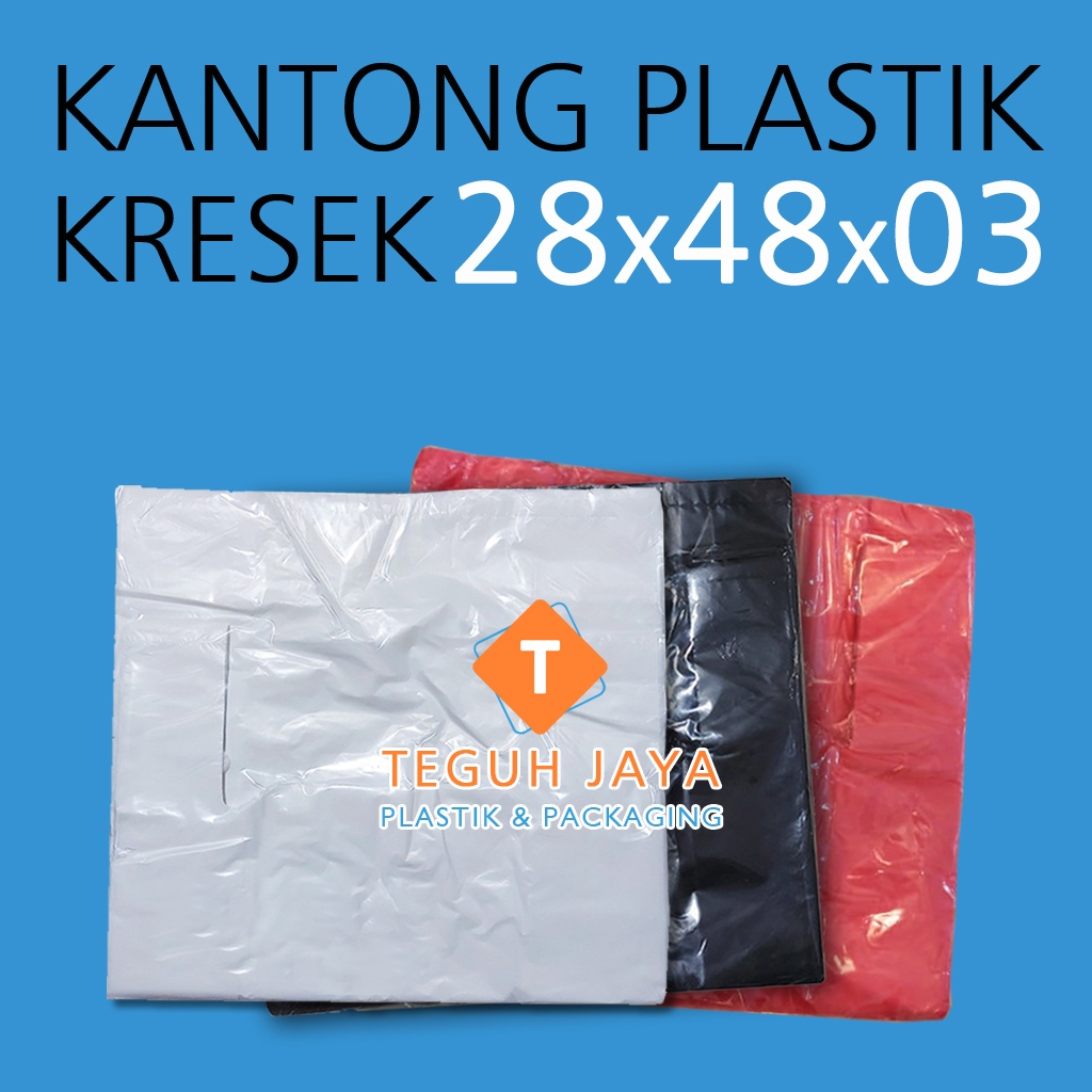 Kantong Plastik Kresek 28x48 Tebal 03 Putih Hitam Merah 28cm x 48cm x 03 Transparan 28x48x03