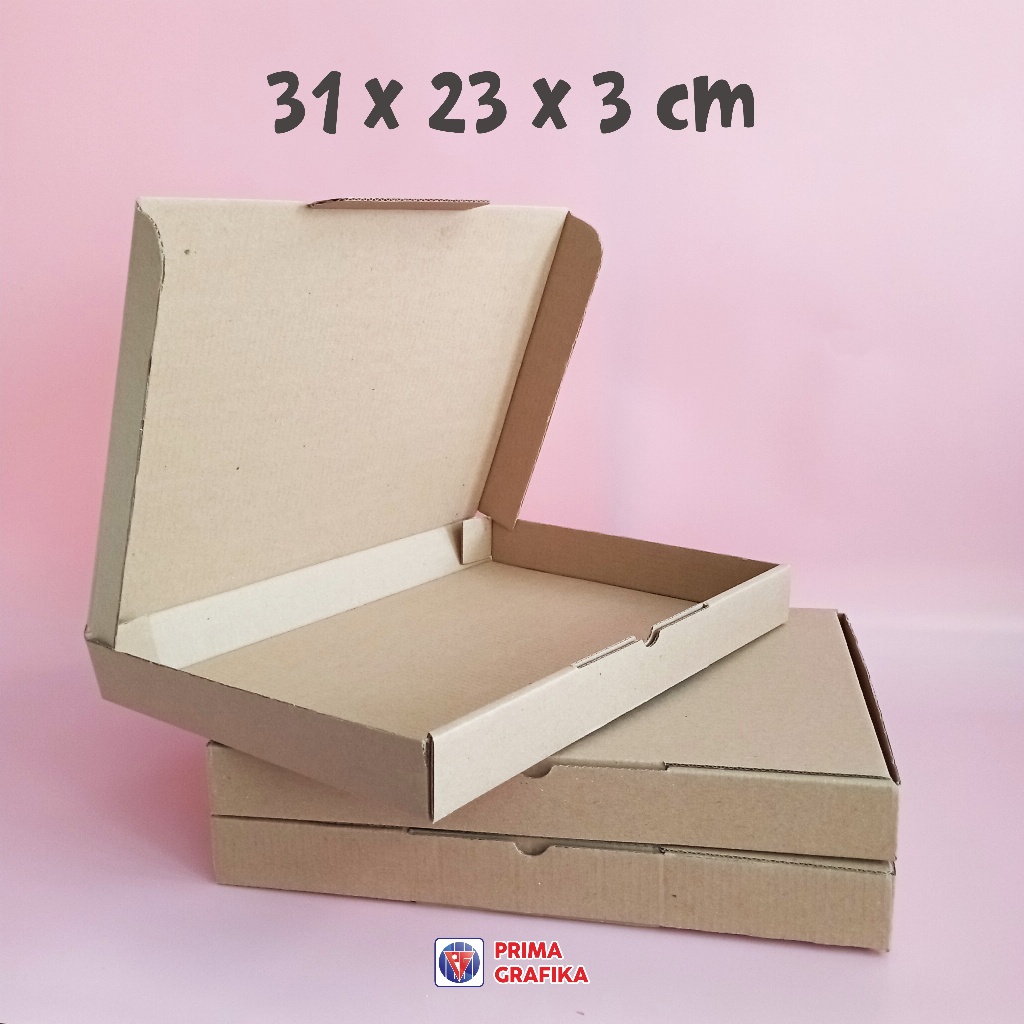 

Kardus 31x23x3 Polos - Box Packing Dus Hampers Kemasan Corrugated Die Cut Front Lock